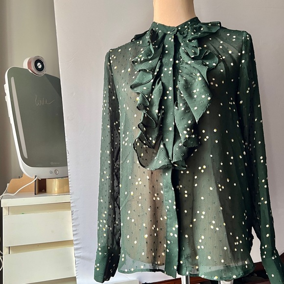 Plumeti shiffon ruffled blouse sz 8 like new - Picture 11 of 17